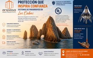 Soluciones certificadas de protección contra rayos para proyectos hoteleros, residenciales e infraestructura en Los Cabos.